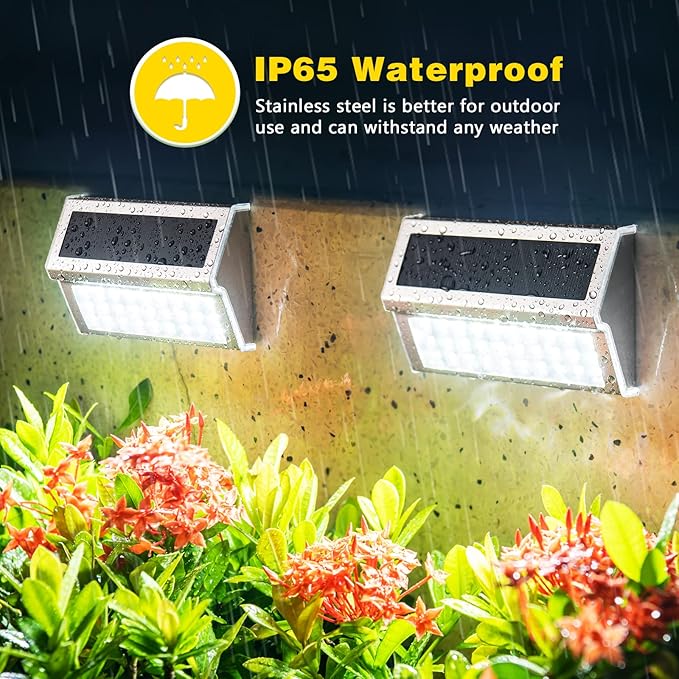 ROSHWEY Solar Lights Outdoor 6 Pack 30 LED Deck Lights Solar Powered Waterproof Outside Stair Light Fence Post Lamp | Lumora