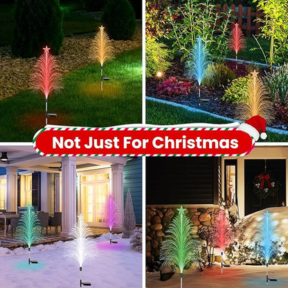 4 Pack Solar Christmas Decorations Tree Lights, Upgraded Outdoor Solar Stake Decorative Lights Xmas Tree with 7 Color Changing,IP65 Waterproof & Auto ON/Off,for Garden Pathway Lawn Patio Porch