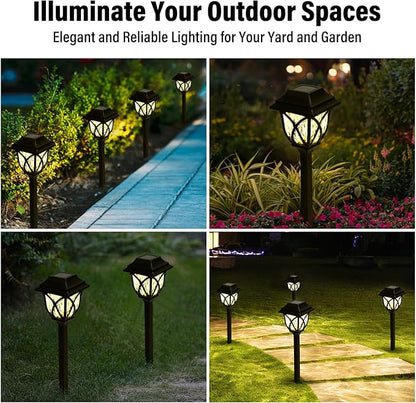 Solar Lights Outdoor Waterproof - Garden Powered for Yard, Driveway, and Pathway - Durable Stainless Steel Outdoor Solar Lights for Garden, Lawn, and Patio(Warm White,6Pack)