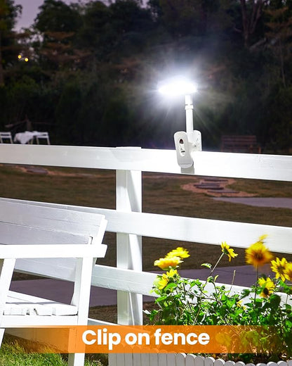 Clip On Solar Lights Outdoor, Motion Sensor Outdoor Lights, 92 LEDs 600LM Solar Fence Lights Outdoor Waterproof,Security Lights for Fence, Deck, Gutter (1, Clamp/White/6000K)