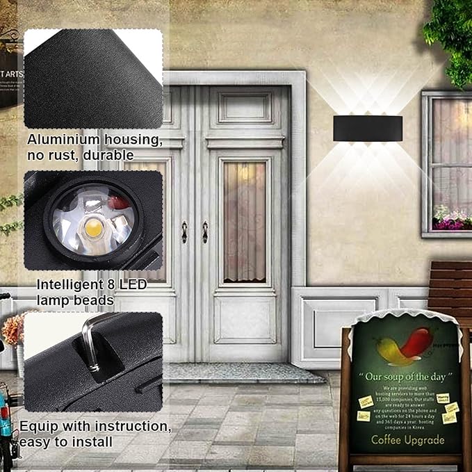 Kawell 8W Waterproof Modern Wall Light LED Wall Lamp Aluminum LED Wall Sconce Up Down Indoor Outdoor for Bathroom | Lumora