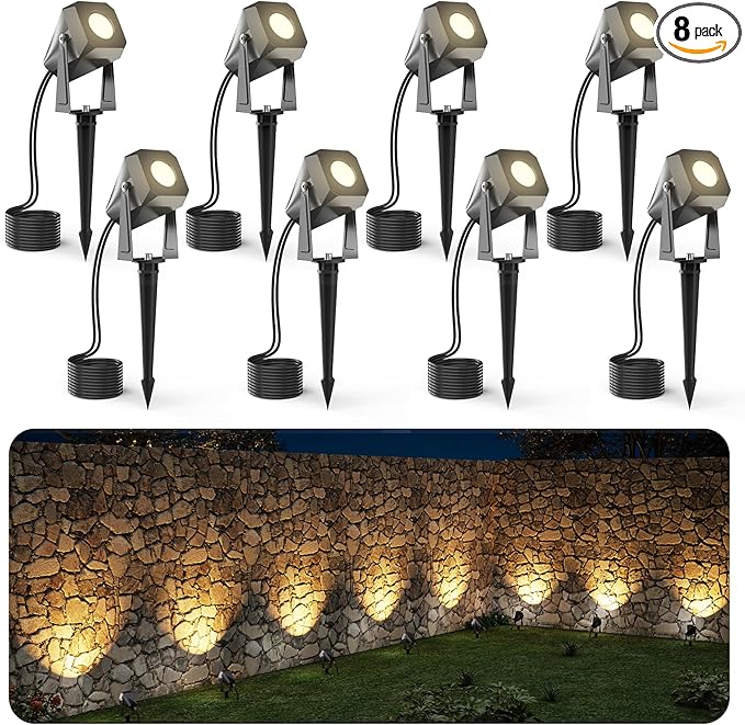 Outdoor Landscape Lighting, 8 Pack Outdoor Spotlights, LED Landscape Lights for House Yard Garden Lawn Tree Fence | Lumora