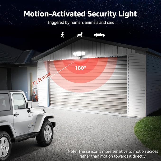 Lepro Bundle - Black LED Security Light 3 Adjustable Heads & 50 ft Outdoor String Lights 25 LED G40 Edison Bulbs | Lumora