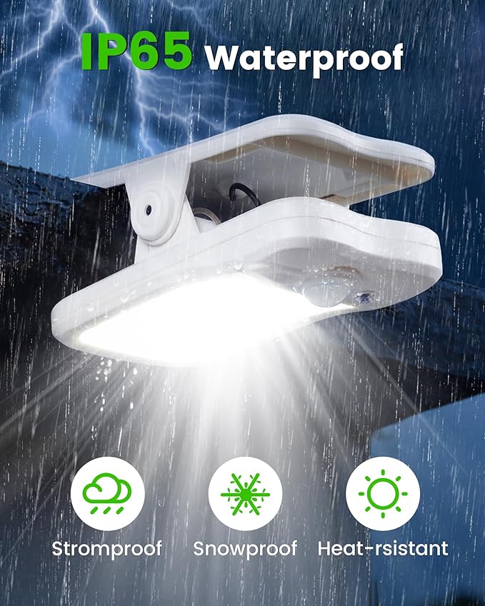 Clip on Solar Lights for Fence, 3 Modes Solar Motion Lights Outdoor Waterproof, 60LEDs 500LM Portable Security | Lumora