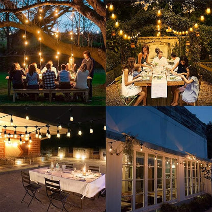 48FT LED Outdoor String Lights for Patio, 15 Shatterproof S14 Vintage Edison Bulbs (1 Spare), Waterproof Hanging Lights for Backyard, Porch, Garden, Bistro, Balcony Lights, Christmas Decor