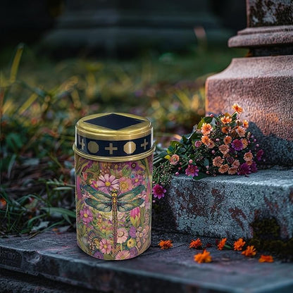 Dragonfly-Pink Floral Solar Outdoor Lights Solar Garden Stake Lights Waterproof Pathway Lights Flameless Landscape Lighting Walkway Lights Solar Powered Light Wall Light Auto On/Off