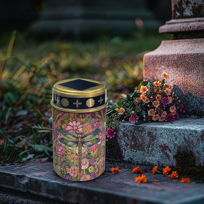 Dragonfly-Pink Floral Solar Outdoor Lights Solar Garden Stake Lights Waterproof Pathway Lights Flameless Landscape Lighting Walkway Lights Solar Powered Light Wall Light Auto On/Off