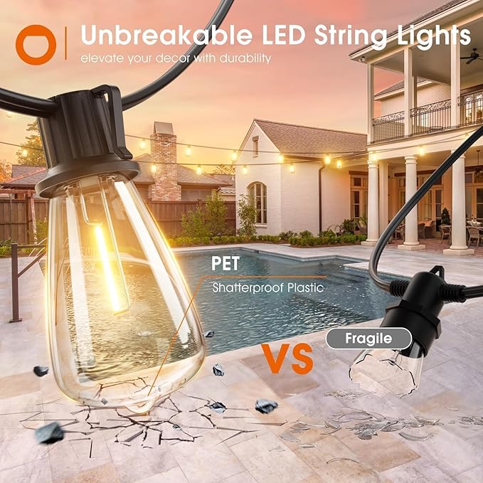 addlon 160FT LED Outdoor String Lights (3x50FT) 31FT (25+6) Solar String Lights with Remote