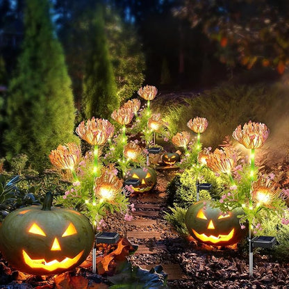Solar Flowers Outdoor Waterproof, 4 Pack Solar Garden Lights with 12 Flowers, Enlarged Solar Panel, Perfect Gifts for Women Mom Grandma, Garden Decor for Landscape Pathway Flowerpot