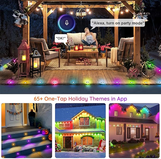 LED Deck Lights Kit, 30 Pack 1.77" Smart RGBW+IC Outdoor Lights | Low Voltage Recessed Deck & Step Lights | IP67 | Lumora