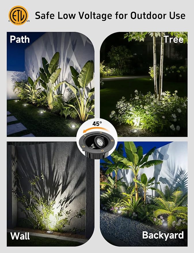 Gardenreet Landscape Low Voltage Well Light - Brass 12V in-Grade Lighting, Wired LED Electric Replaceable Bulb | Lumora