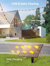 addlon 200FT(192+8) Solar String Lights Outdoor Waterproof 6W Panel with USB Port & Remote Control Solar Powered | Lumora