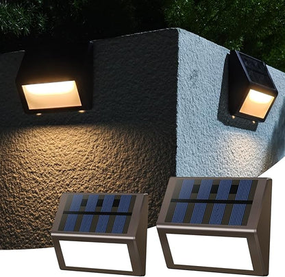 Luminara Solar Step Lights - Weatherproof Outdoor Stair Lighting, Solar-Powered Deck Lights for Patio, Garden, Pathway, Warm White Glow（2）