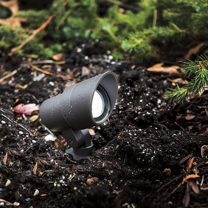 WAC Landscape Lighting, LED 12V Small Size Accent Light with Adjustable Beam Angle and Integral Brightness Control 50-420 Lumens 2700K Warm Built-in LED in Black