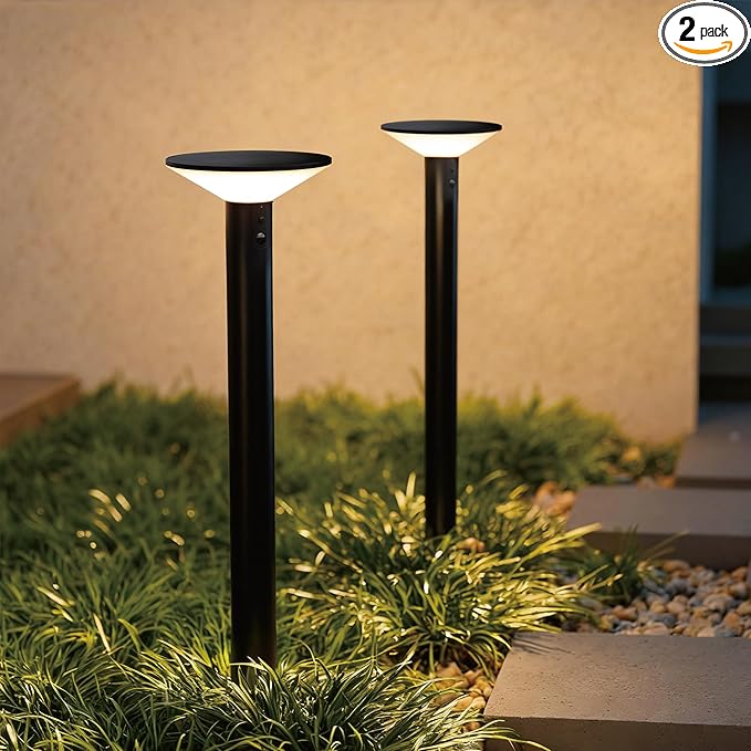 23.5" Solar Pathway Lights - Walkway Solar Lights for Outside - PIR Sensor & Three Lighting Modes - Rechargeable Battery Lasts Up to 35 Hours - 2700K - IP44 Weather Resistant - 2 Pack