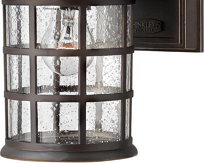 Hinkley Freeport 1800OZ Small Outdoor Wall Mount Lantern - New England Design, Cast Aluminum, Clear Seedy Glass - Oil Rubbed Bronze