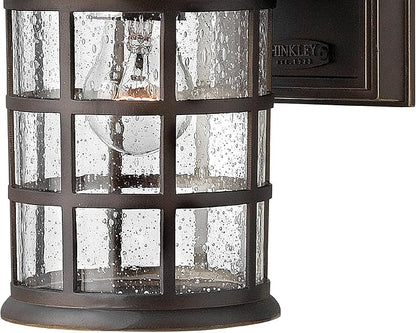 Hinkley Freeport 1800OZ Small Outdoor Wall Mount Lantern - New England Design, Cast Aluminum, Clear Seedy Glass - Oil Rubbed Bronze