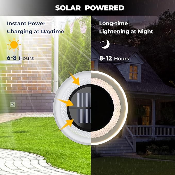 Solar Outdoor 4 Packs, 26 LEDs Bright Long-Staying Ground Lights, Weatherproof Landscape Lights for Garden Pathway Driveway Front and Backyard (White)