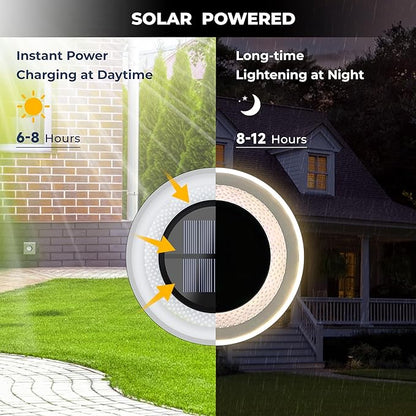 Solar Outdoor 4 Packs, 26 LEDs Bright Long-Staying Ground Lights, Weatherproof Landscape Lights for Garden Pathway Driveway Front and Backyard (White)