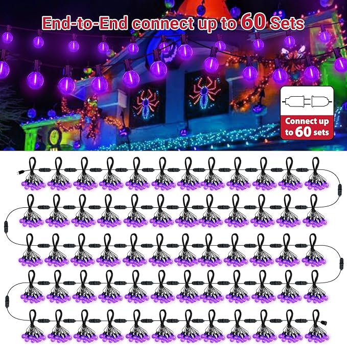 LAMPHOME G40 LED Outdoor Halloween String Lights, 26FT Patio Light with 12+1 Edison Shatterproof Bulbs(1Spare) | Lumora