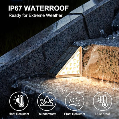 Solar Step Lights for Outside, 6 Pack Outdoor Waterproof IP67 Stair Lights, Powered for Front Porch, Pathway, Patio, Deck Decor, 3000K Warm White