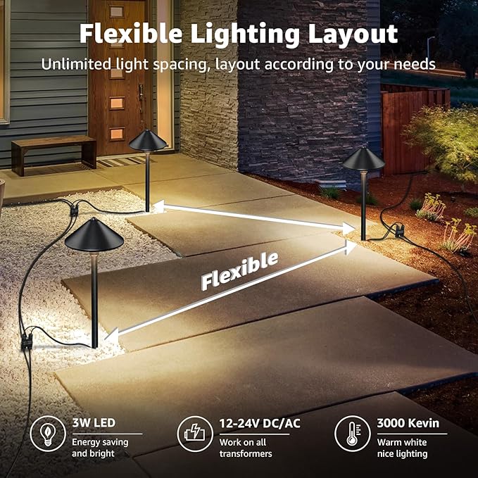 SUNVIE All-In-One LED Low Voltage Landscape Lighting Kit, 8 Pack Pathway Lights with Connector Transformer and | Lumora