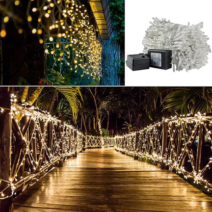 Solhice LED Curtain Lights Outside 40ft x 3ft for Backyard, 600 LED Plug in Hanging Fence String Lights Outdoor Waterproof for Backdrop Backyard Patio Deck Décor (Not Connectable)