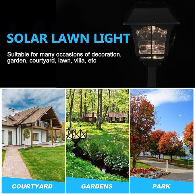 ARTIBETTER 2pcs Solar Yard Lights Outdoor Garden Solar LED Landscape Lighting Waterproof Warm White Wall Mounted Path Lights for Patio Lawn and Courtyard