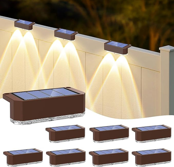 Peasur Solar Fence Lights Outdoor, 8 Pack Step Light Solar Powered, Waterproof LED Deck Lights for Stairs Railing | Lumora