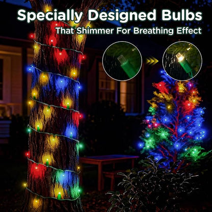 Christmas String Lights (Multicolor -Breathing, 33.3FT), Mini LED String Lights, Waterproof Fairy Lights for Outdoor Indoor Holiday Party Patios Wedding Valentines Day Halloween Xmas Decor