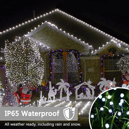 Toodour Battery Christmas Lights, 68.9ft 200 LED Christmas String Lights with 8 Twinkle Modes, Timer, Waterproof Battery Operated String Light for Home, Party, Holiday, Xmas Decor - White