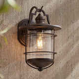 Franklin Iron Works Casa Mirada Rustic Industrial Outdoor Wall Light Fixture Vintage Bronze Metal 12" Clear Seedy | Lumora