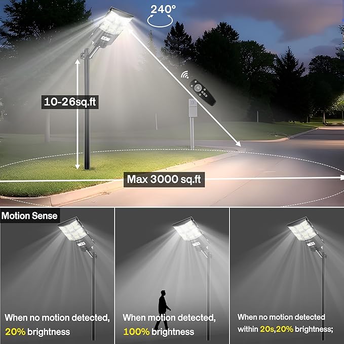 3500W Solar Flood Lights [25000LM Extreme Bright] with Radar Motion Sensor, IP66 Waterproof for Driveway, Farm, Warehouse - Solar Security Lights for Homeowner/Rancher/Contractor