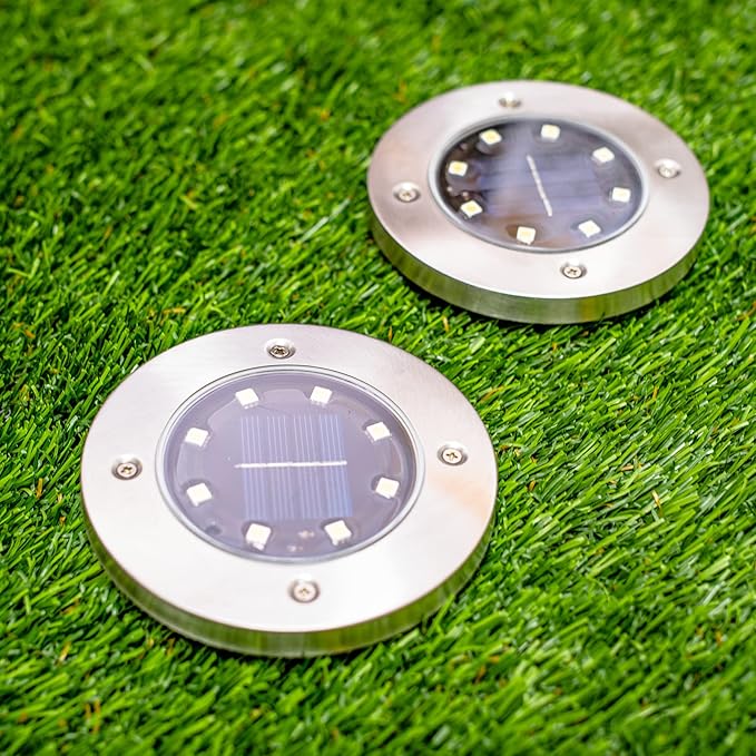 Crosslight Solar Ground Lights Outdoor - Waterproof Landscape Decor Spotlights - Auto On/Off Powered for Garden, Yard, Patio, Lawn, Walkway, Driveway, Pathway, Backyard, Deck, Sidewalk | 6 Pack