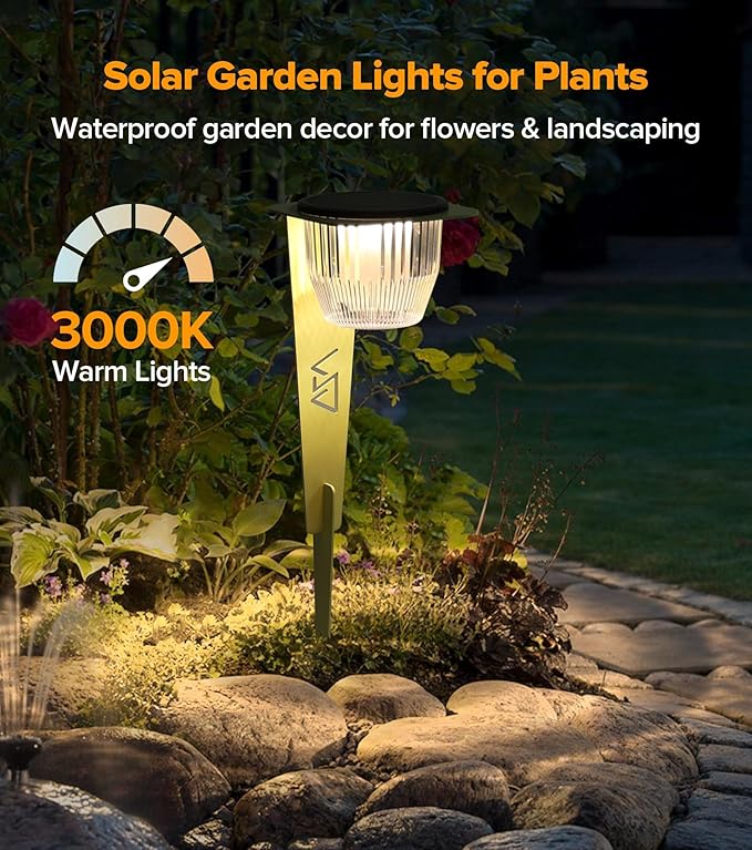 Solar Pathway Lights Outdoor, Super Bright 500 lumens with 2-in-1 Solar Powered and USB Charging Modes, IP65 Waterproof, Auto On/Off Garden Lights for Lawn Patio Walkway, Green (4 Pack)