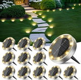 Peasur Mini Solar Ground Lights Outdoor, 12 Pack Flat Solar Powered Disc Lights, IP68 Waterproof, Anti-Rust | Lumora