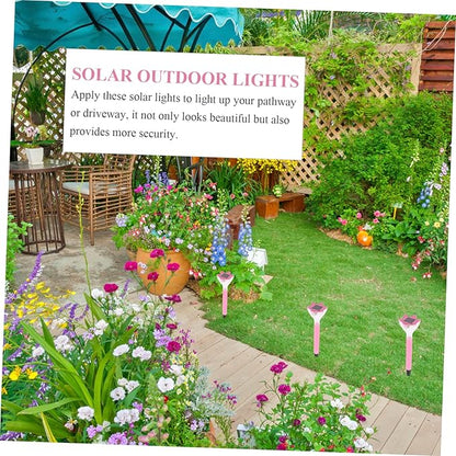 DOITOOL 6pcs Solar Pathway Lights Outdoor Decorative Flower Stakes Led Garden Lights for Lawn Patio Walkway and Driveway Solar Powered Easy to Install Charming Design