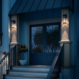 Kichler Barras 16" 1-Light Outdoor DarkSky Approved Wall Sconce with Clear Ribbed Glass in Black, Vertical Mount | Lumora