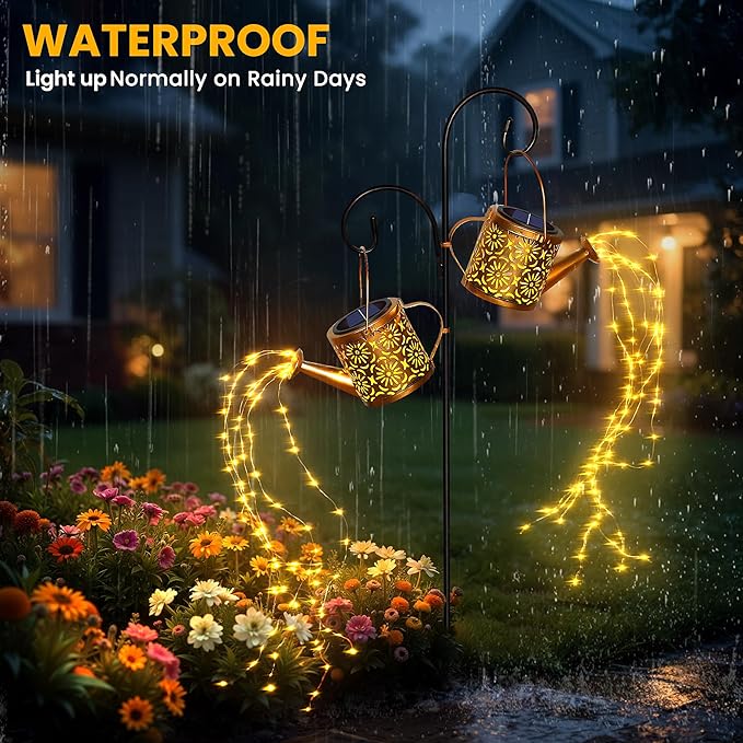X-PREK Solar Garden Lights Outdoor Decoration, Metal Solar Watering Can Lights Outdoor Waterproof, Small Patio | Lumora