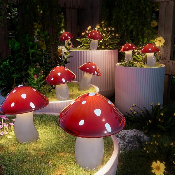 18 Pack Solar Mushroom Lights Outdoor, Garden Outdoor Decor, 8 Lighting Modes, IP65 Waterproof, Crystal-Clear Fairy | Lumora