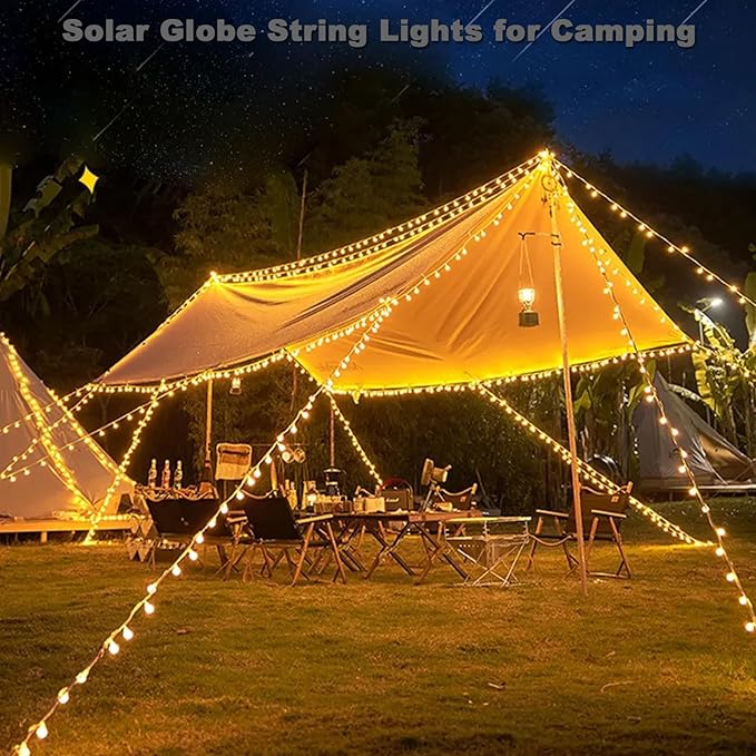Vigdur Solar String Lights Outdoor, 2 Packs 15ft Globe String Lights with 50 Globes Bulbs, IP65 Waterproof Solar Powered Patio Lights for Garden Yard Porch Wedding Party Decor