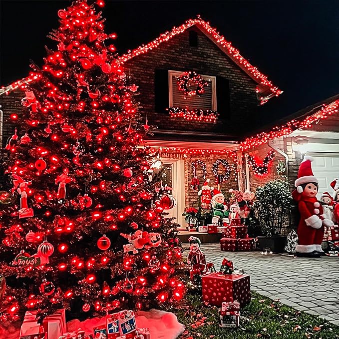 JMEXSUSS Red Valentines Day Decor Lights Clear Wire, 66ft 200 LED Red Christmas String Twinkle Fairy Lights Outdoor Indoor Plug in for Room Party Tree Valentines Day Decorations