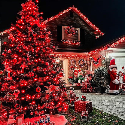 JMEXSUSS 600 LED Red Christmas Lights Outdoor, Red String Twinkle Fairy Lights Indoor Plug in, Valentines Day Lights Clear Wire for Tree Party Christmas Graduation Party Decorations