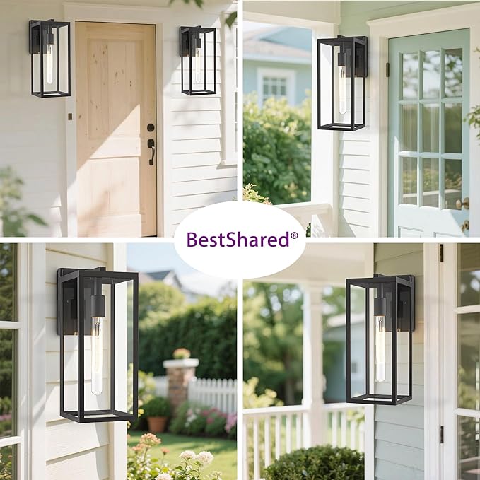 Bestshared Outdoor Wall Lantern, 13.4In Tall Wall Sconce Light, Anti-Rust Modern Porch Light,Outdoor Patio Lighting | Lumora