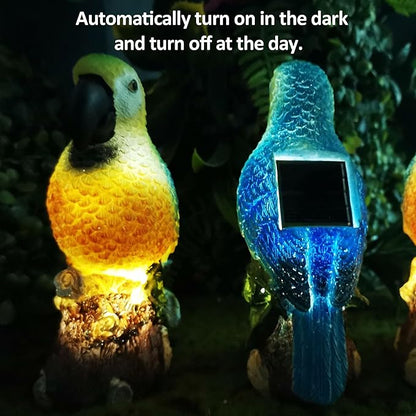 PMS Solar Garden Statue 2 Pack Parrot Figurine Resin Lights for Garden Pathway Patio Yard Lawn Outdoor Deco Gifts