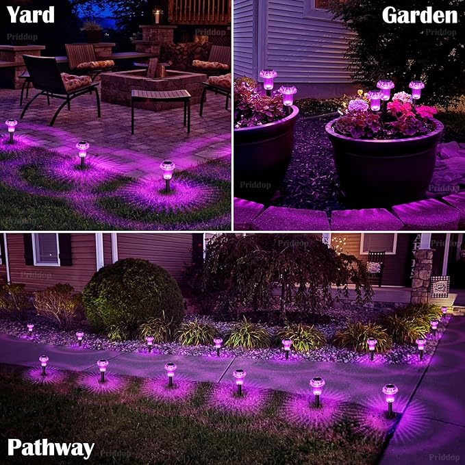 Halloween Solar Lights Outdoor 16 Pack Pink Purple LED Waterproof Mushroom Outside Lights for Yard Garden Patio | Lumora