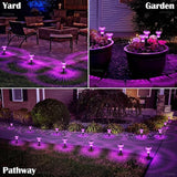 Halloween Solar Lights Outdoor 16 Pack Pink Purple LED Waterproof Mushroom Outside Lights for Yard Garden Patio | Lumora