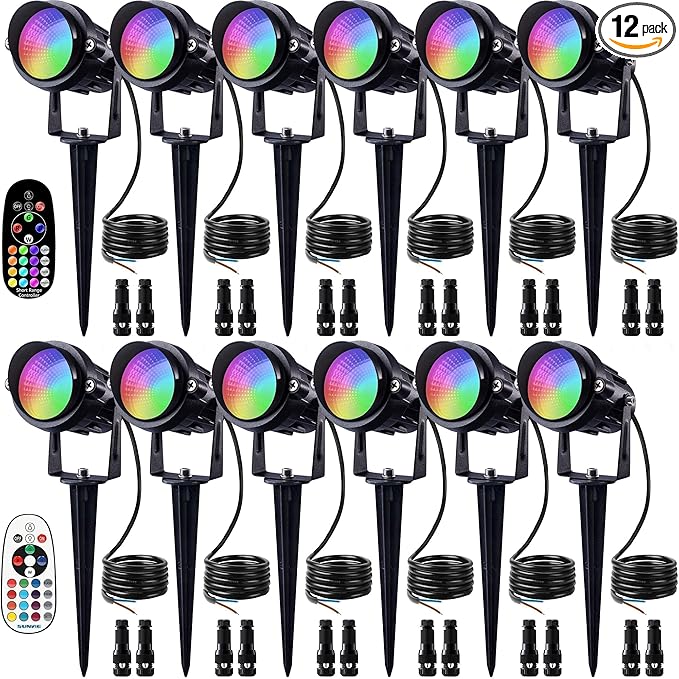 SUNVIE RGB Christmas Low Voltage Landscape Lights Color Changing 12W LED Landscape Lighting Outdoor Waterproof | Lumora