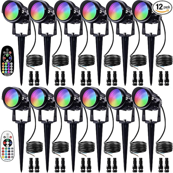 SUNVIE RGB Christmas Low Voltage Landscape Lights Color Changing 12W LED Landscape Lighting Outdoor Waterproof | Lumora
