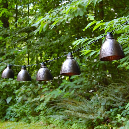 LumaBase Electric Café String Lights with 10 Brown Metal Domes